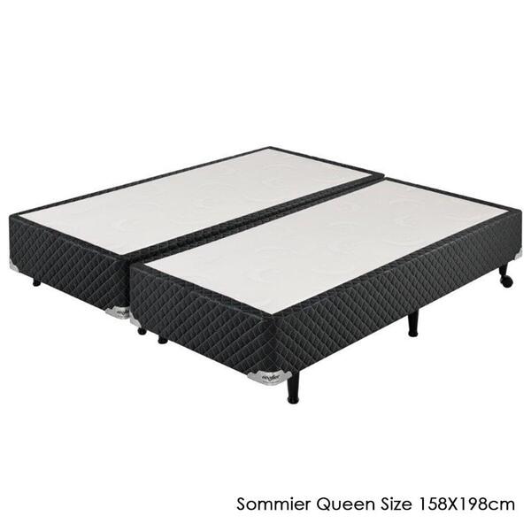 Box Sommier Casal Queen Size Soft Comfort Preto Com Pés Fixo,