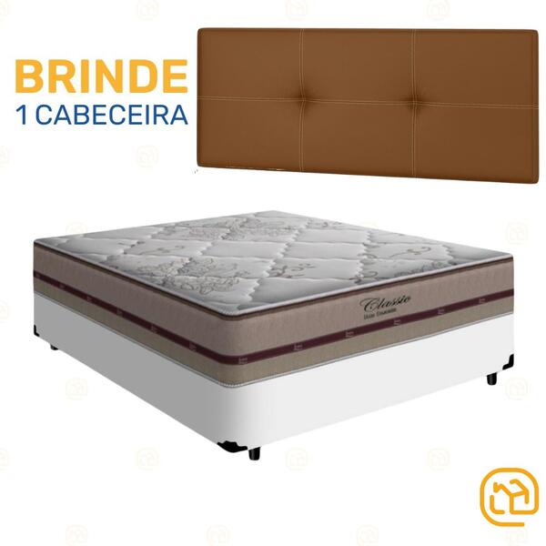 Box Viúva Branca + Cabeceira Painel Iris Marrom + Colchão Cla