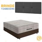 Box Viúva Marrom + Cabeceira Painel Iris Preta + Colchão De M