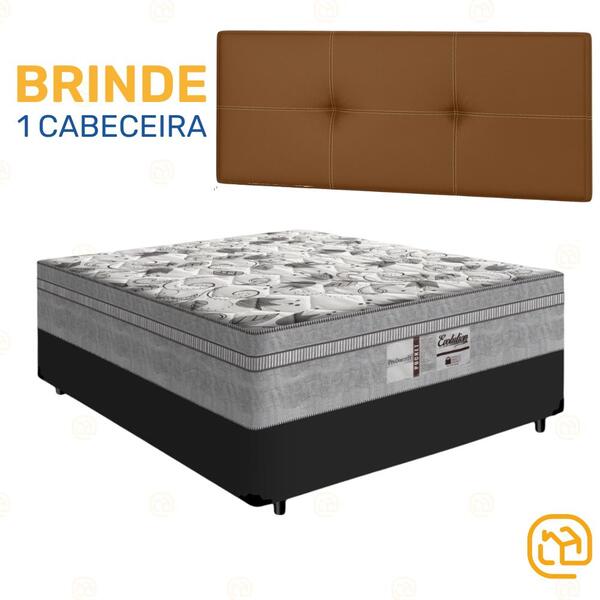 Box Viúva Preta + Cabeceira Painel Iris Marrom + Colchão De M