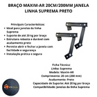 Braço Maxim-ar 20cm/200mm Janela Linha Suprema Preto Par