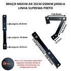 Braço Maxim-ar 25cm/250mm Janela Linha Suprema Preto Par Al