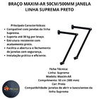 Braço Maxim-ar 50cm/500mm Janela Linha Suprema Preto Par Al
