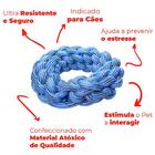 Brinquedo Argola Para Cachorro Mordedor Em Corda 18cm Azul -