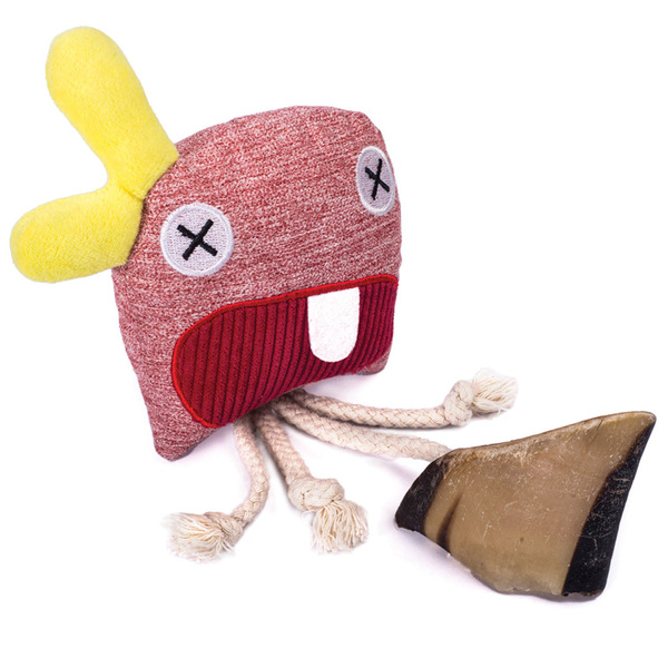 Brinquedo Cachorro Madog Dentinho Pelucia Pet Casco Bovino