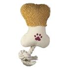 Brinquedo De Pelúcia Para Cachorro Com Corda Osso Bege 30cm -