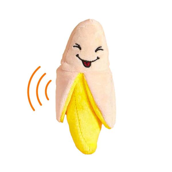 Brinquedo Mordedor Para Cachorro Banana Pelúcia Com Apito 10c