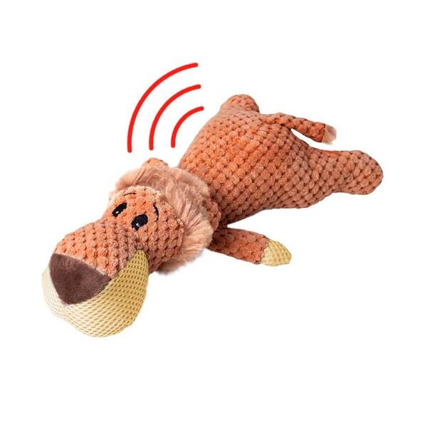 Brinquedo Mordedor Para Cachorro Grande Leão Pelúcia Com Apit