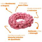 Brinquedo Para Cachorro Mordedor Argola De Corda 18cm Rosa -