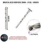 Broca Aco Rapido 3mm 1/8 Irwin Aluminio Ferro Cobre