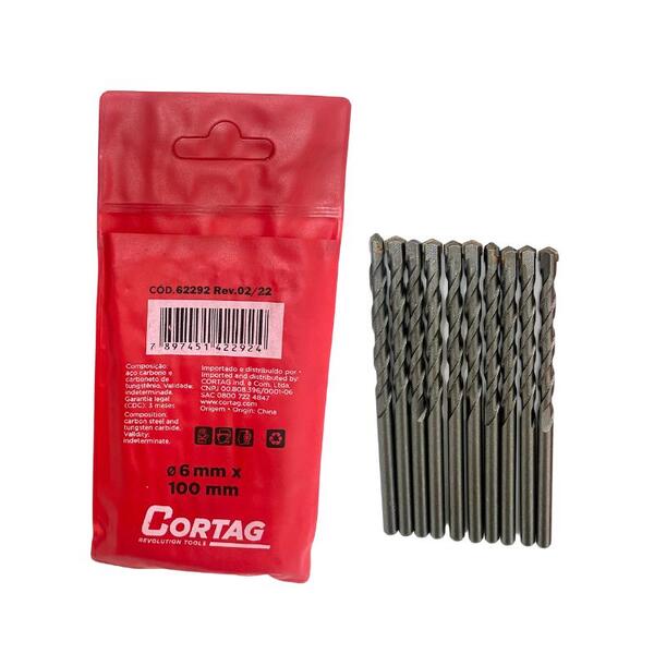Broca C/ Ponta De Metal Duro Pacote C/ 10 Un P/ Concreto 6,0m