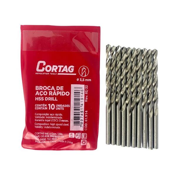 Broca De Aço Rápido 3,5mm Pacote C/ 10 Un Cód. 61914 Cortag