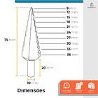 Broca Escalonada Em Aço Rápido 9 A 36mm - Starfer