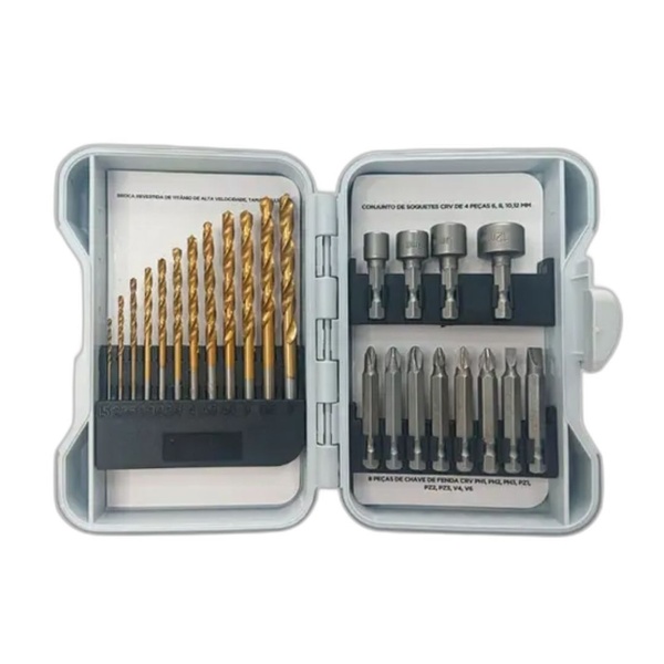 Brocas Madeira Metal Soquetes Crv Bits Fenda Phillips Pz Jogo