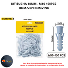 Bucha 10mm M10 C/anel Aba  Plastica Fixacao Parede Bom-5309 P
