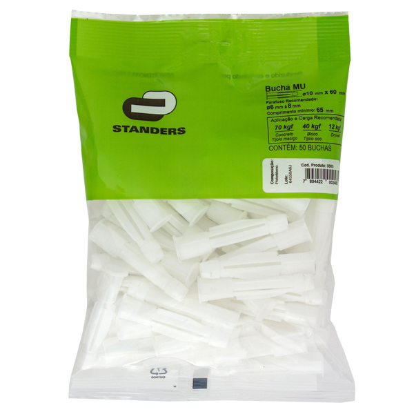 Bucha MU para Bases Maciças 10mm com 50 unidades Standers