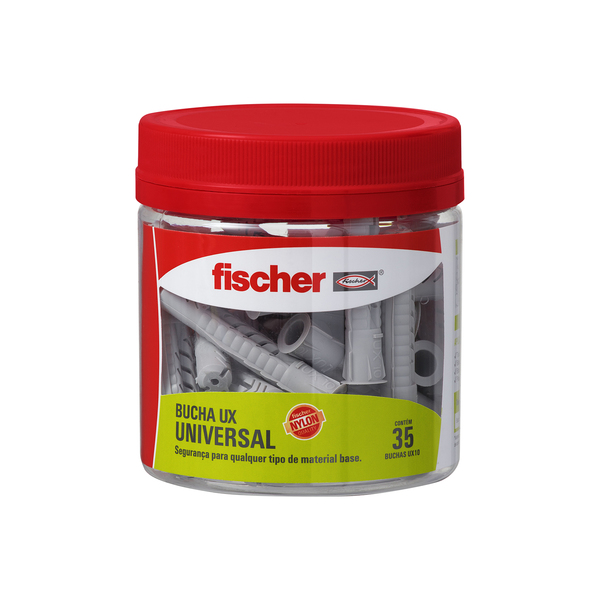 Bucha Universal 6mm Nylon UX Fischer 35 peças