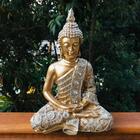 Buda Dourado Meditando Em Resina G