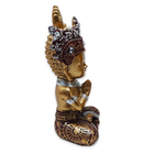 Buda Tailandês Da Prosperidade Orando Vermelho Gold 12cm