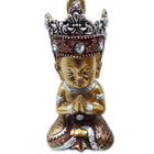 Buda Tailandês Da Prosperidade Orando Vermelho Gold 12cm