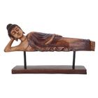 Buddha Decorativo Em Resina Marrom 62 2cm X 13cm X 34 5cm