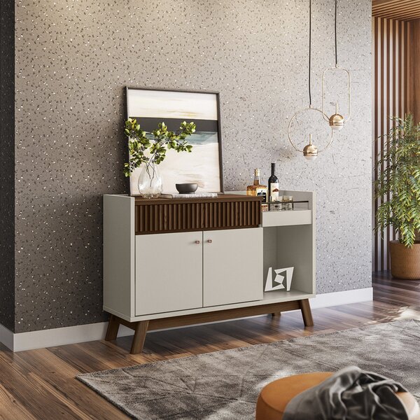 Buffet 133cm 2 Portas 1 Gaveta 1 Nicho Lucca Freijó/off White