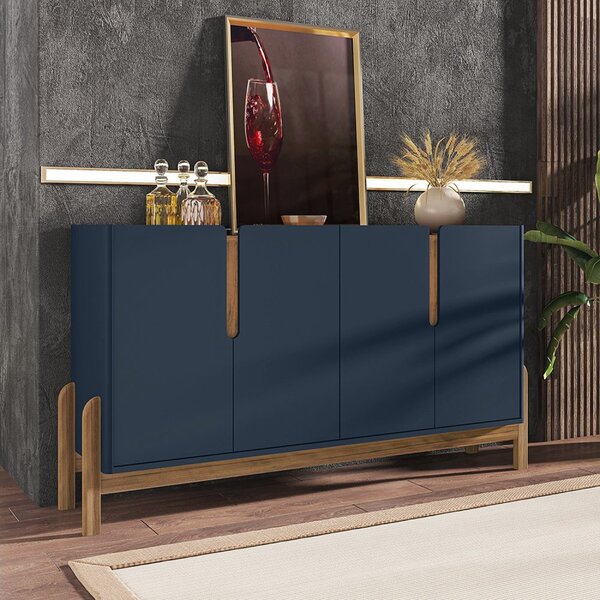 Buffet 170cm 4 Portas Lizz Versátile 2022 Azul Cobalto/cedro