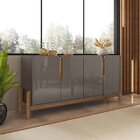 Buffet 170cm 4 Portas Lizz Versátile 2022 Cinza Perola/cedro