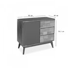 Buffet 1 Porta 3 Gavetas Rubi Natural/preto