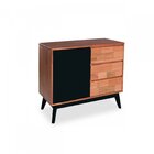 Buffet 1 Porta 3 Gavetas Rubi Natural/preto