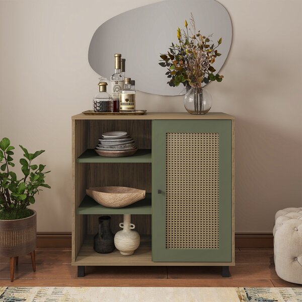 Buffet 1 Porta Palhinha Rattan Charlotte Carvalho/menta