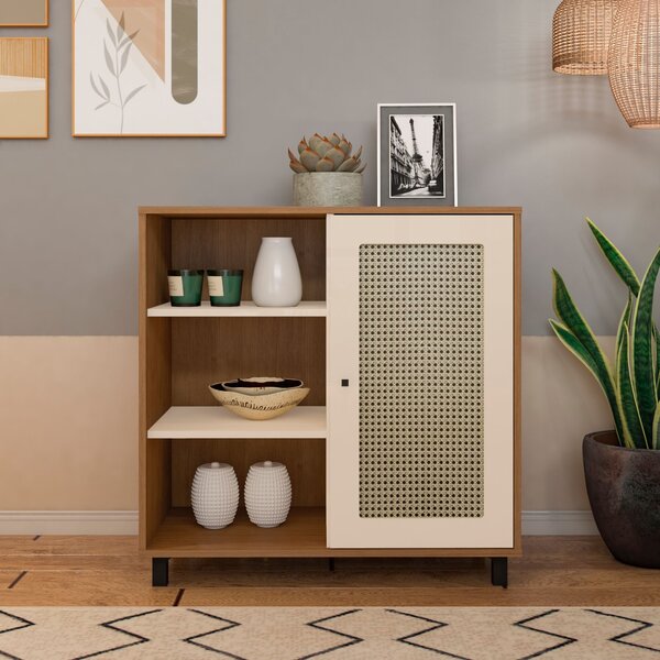 Buffet 1 Porta Palhinha Rattan Charlotte Cinamomo/off White