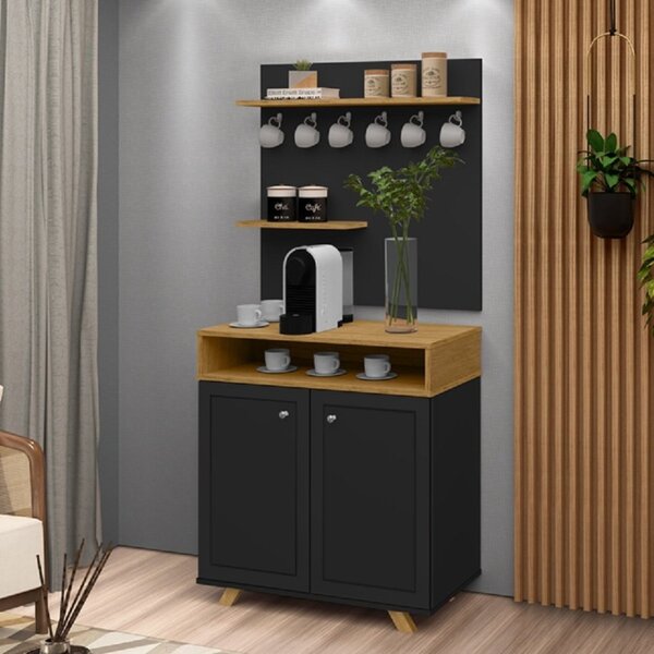 Buffet 2 Portas 1 Nicho 77cm Com Pés Star Pés Em Madeira Maci