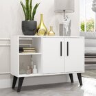 Buffet 2 Portas 2 Nichos Pé Retro Mdp Brv Móveis Branco/preto