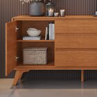 Buffet 2 Portas 3 Gavetas 165cm Pés Em Madeira Maciça Ares Na