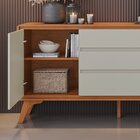 Buffet 2 Portas 3 Gavetas 165cm Pés Em Madeira Maciça Ares Na