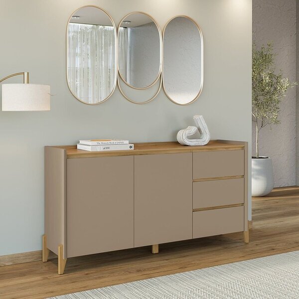 Buffet 2 Portas 3 Gavetas 166cm X 84cm Rennes Hannover/fendi