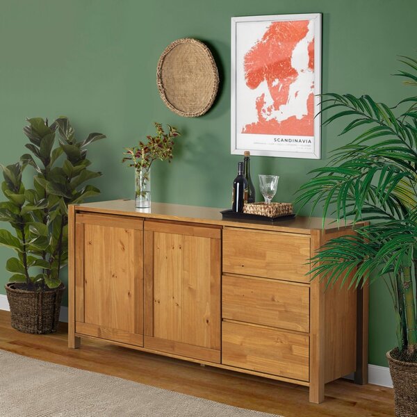 Buffet 2 Portas 3 Gavetas Madeira Maciça Primavera Cabecasa M