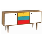 Buffet 2 Portas 3 Gavetas Vintage Branco/colorido Laqueado Fo