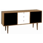 Buffet 2 Portas 3 Gavetas Vintage Preto/branco Laqueado Fosco