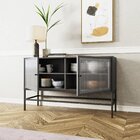 Buffet 2 Portas De Vidro Canelado Aço Euforia Yescasa