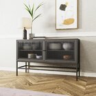 Buffet 2 Portas De Vidro Canelado Aço Euforia Yescasa