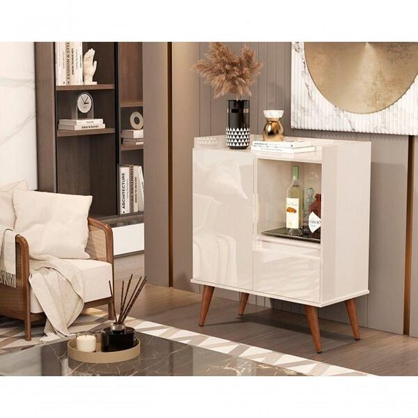 Buffet 2 Portas Pés De Madeira Status Off White