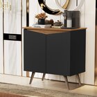 Buffet 2 Portas Pés Palito Retrô Encanto Preto/nature