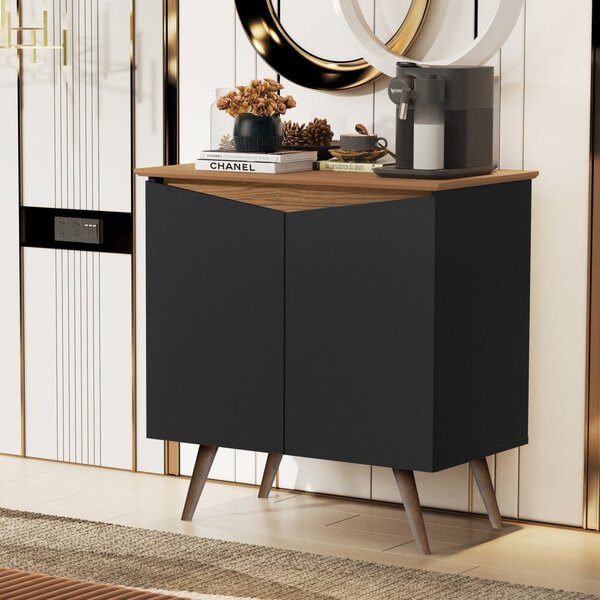 Buffet 2 Portas Pés Palito Retrô Encanto Preto/nature