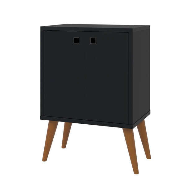 Buffet 2 Portas Retrô Portas Pes Palito Cor Preto Gourmet