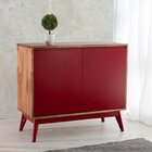 Buffet 2 Portas Roma Natural/vermelho