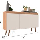 Buffet 3 Portas 136cm Retrô Elza Yescasa Freijó/off White