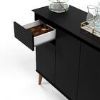 Buffet 3 Portas 1 Gaveta Pés Em Madeira Maciça Preto Veneza E