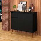 Buffet 3 Portas 1 Gaveta Pés Em Madeira Maciça Preto Veneza E